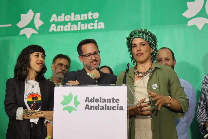 Teresa Rodríguez este domingo tras las elecciones andaluzas.