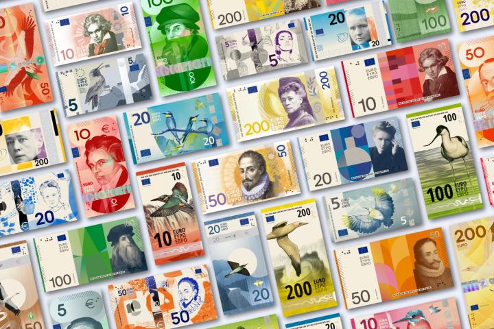 Diseños seleccionados para los billetes de euro.