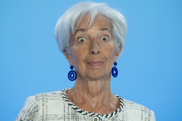 Christine Lagarde, con gesto de asombro