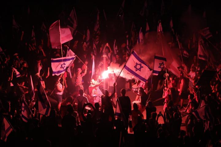 Protesta en Tel Aviv contra el plan del Gobierno de Netanyahu de reformar el sistema judicial.