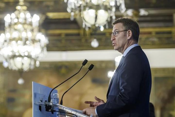 El presidente del PP y candidato, Alberto Núñez Feijóo.