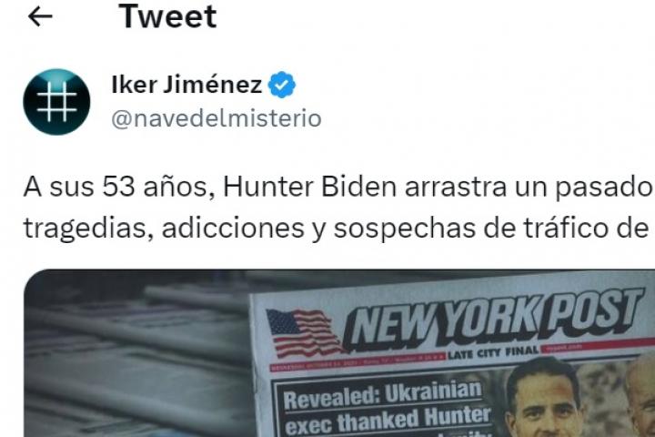 El tuit de Iker Jiménez