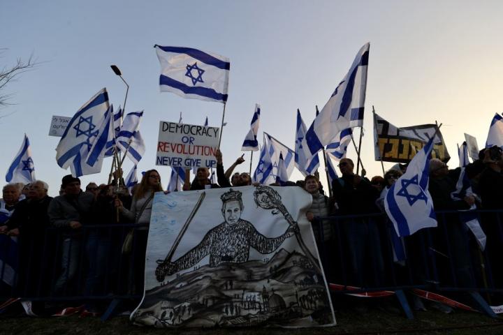 Protesta en Jerusalén contra la reforma judicial del Gobierno de Netanyahu.