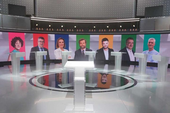 Estudio del debate a siete que organiza este jueves RTVE