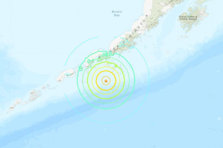 Lugar del terremoto en la península de Alaska