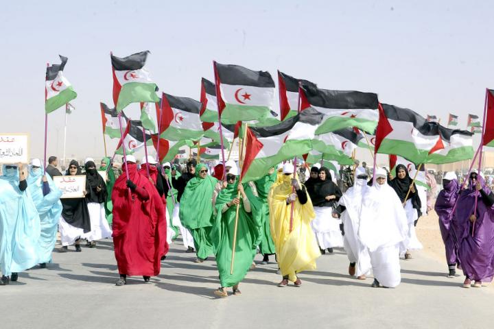 Protesta del Frente Polisario en el campo de refugiados de Tindouf (Argelia).