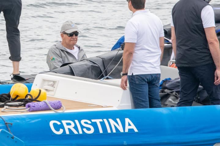 El rey Juan Carlos, este jueves 27 de julio de 2023, en Sanxenxo