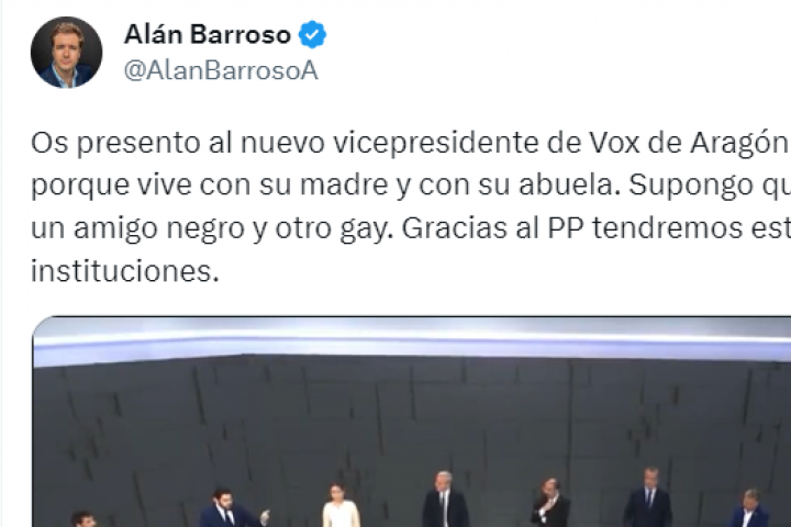 Captura de pantalla del tuit de Alan Barroso.