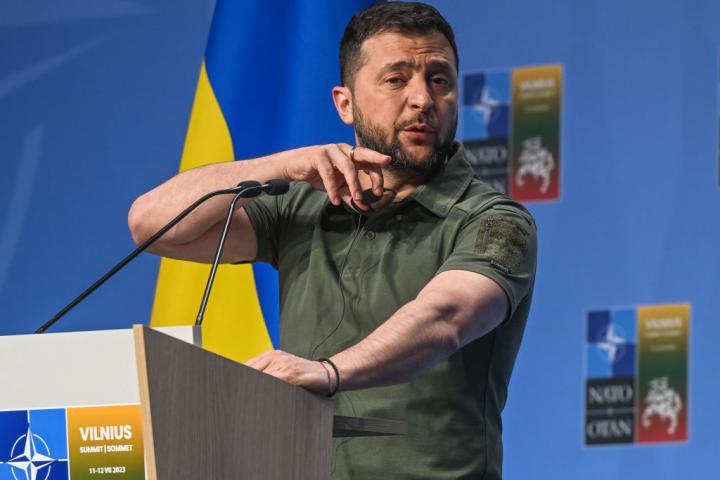 El mandatario ucraniano, Volodímir Zelenski, en una imagen de archivo durante la cumbre de la OTAN en Vilna (Polonia).