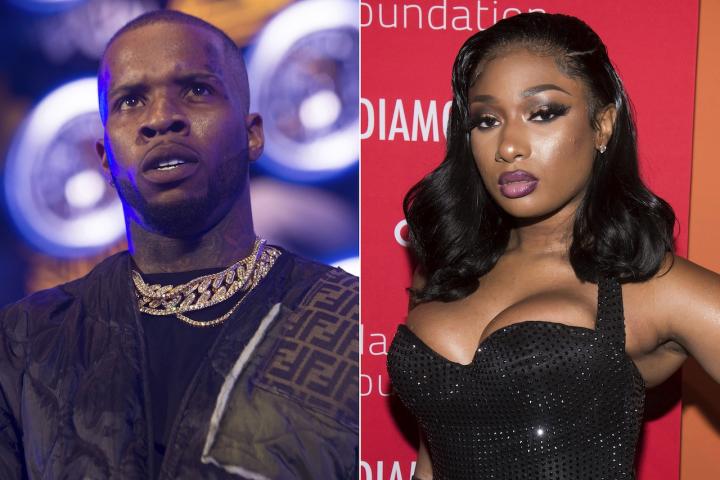 A la izquierda, el rapero Tory Lanez. A la derecha, la cantante Megan Thee Stallion