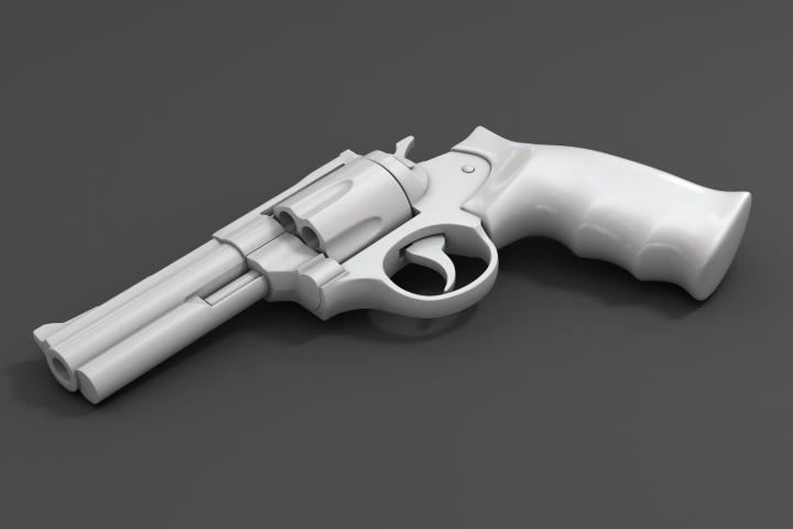 Ilustración de un revólver elaborado mediante una impresa 3D.