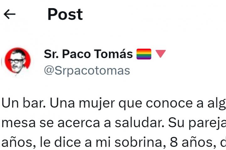 El tuit del periodista Paco Tomás