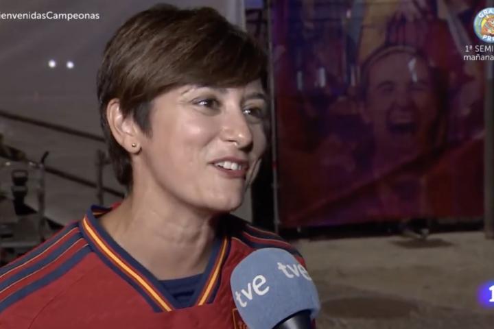 La portavoz del Gobierno, Isabel Rodriguez, en la celebración del mundial de la selección femenina de fútbol.