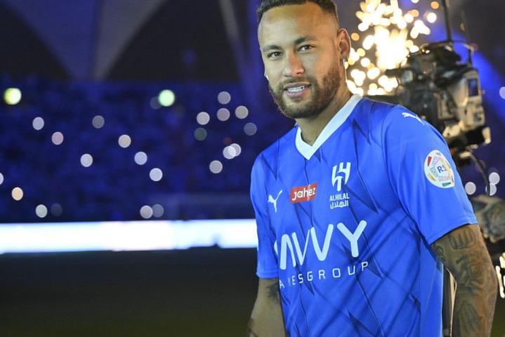 Neymar, en su presentación como nuevo jugador del Al Hilal de la liga saudí.