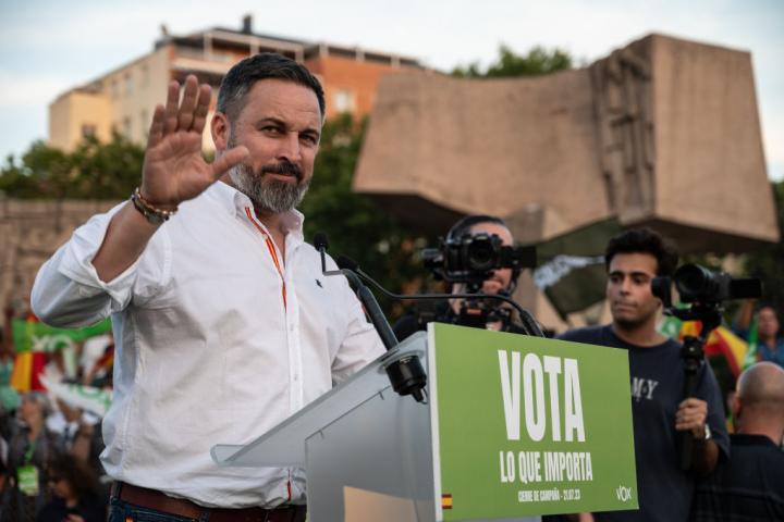 Santiago Abascal, líder de Vox, en una imagen de archivo de la campaña.