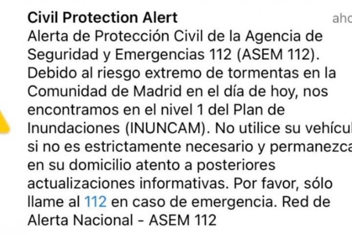 La alerta de Protección Civil