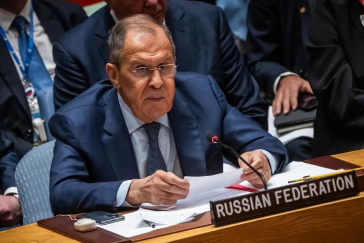 El Ministro de Relaciones Exteriores de Rusia, Serguéi Lavrov, en el Consejo de Seguridad.