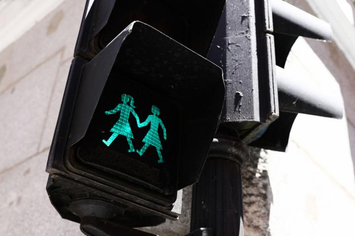 Semáforo para peatones en Madrid.