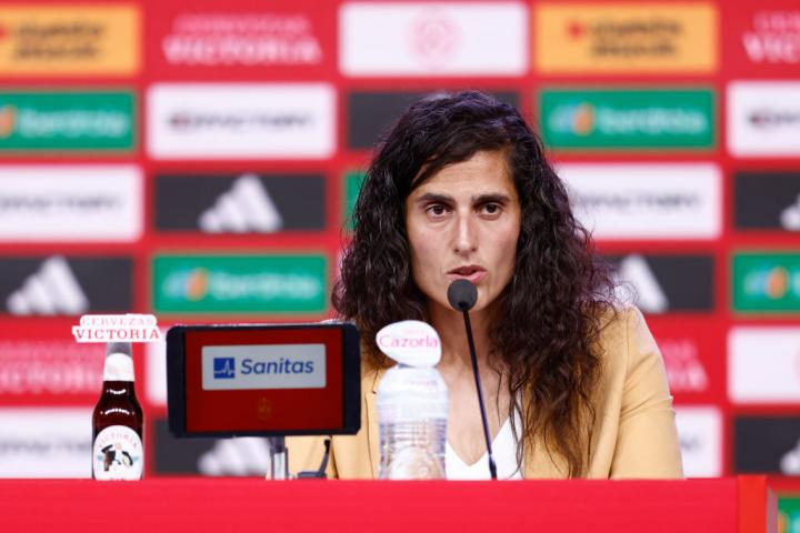 Montse Tomé, en una rueda de prensa desde la sede de la RFEF