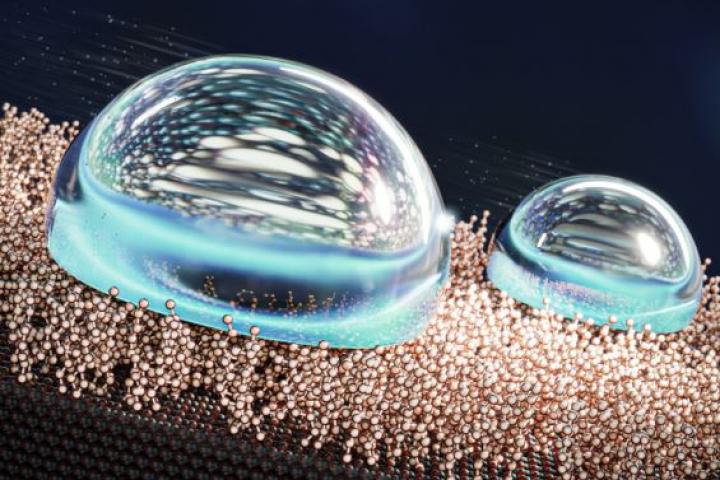 Recreación de la acción repelente del nuevo material