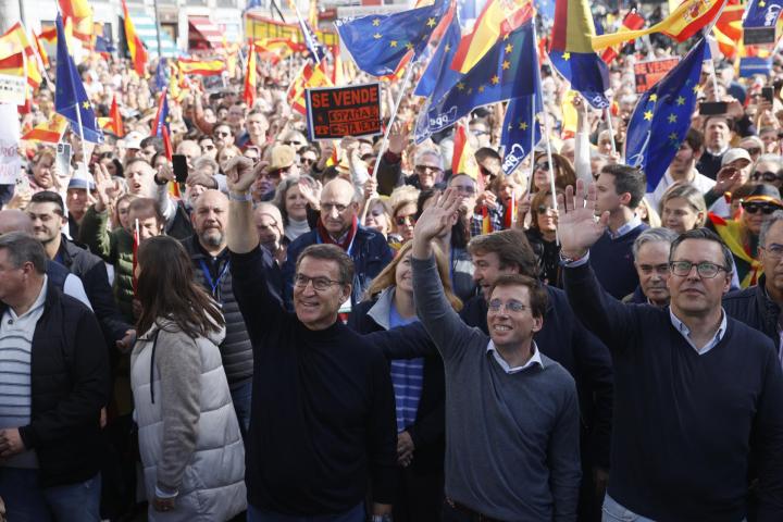 Alberto Núñez Feijóo en el acto del PP en Madrid.