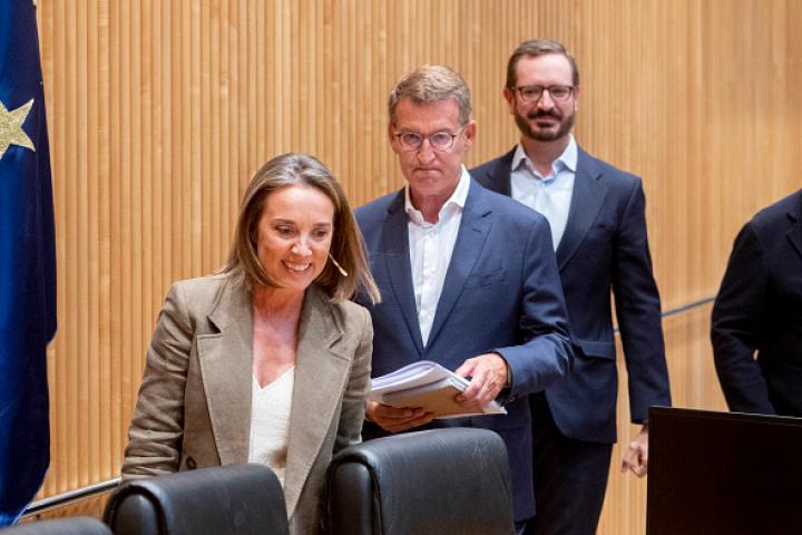 Cuca Gamarra, Núñez Feijóo y Maroto, en una imagen de archivo.