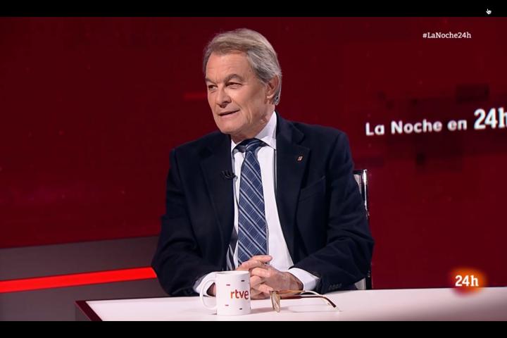 Artur Mas, durante la entrevista en La Noche en 24 horas.