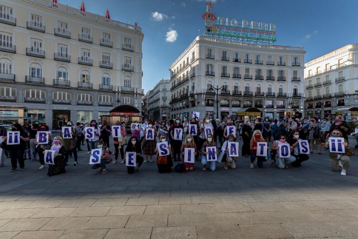 Concentración en Madrid contra la violencia de género en 2021.