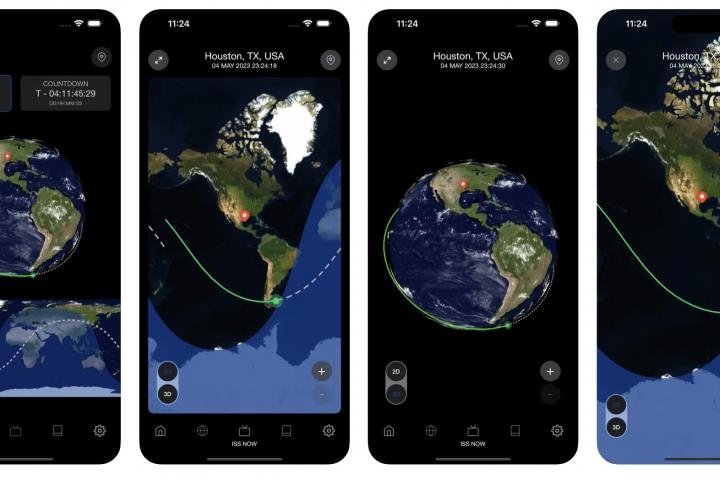 Pantallazos de la nueva app de la NASA que permite ver la ISS en realidad aumentada.