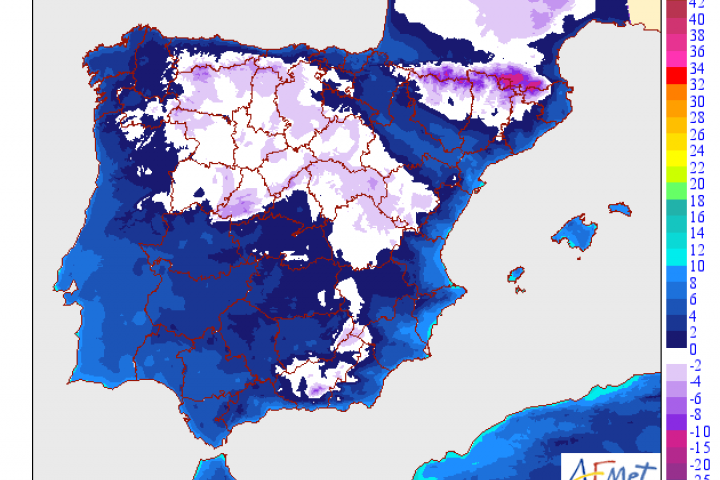 Mapa de temperaturas mínimas de España para el sábado