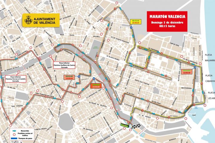 Mapa del recorrido del Maratón de Valencia