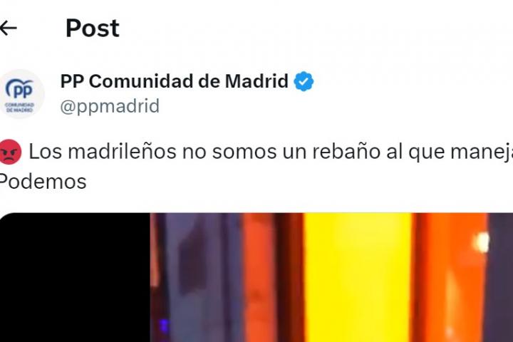 El tuit del PP de Madrid
