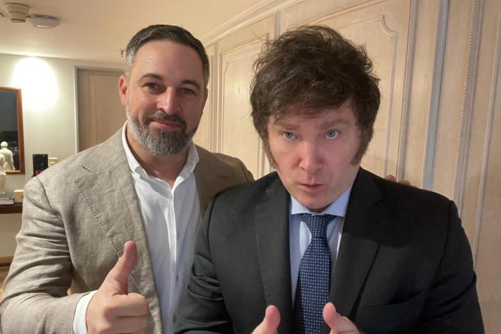 Santiago Abascal y Javier Milei en una fotografía difundida en X.