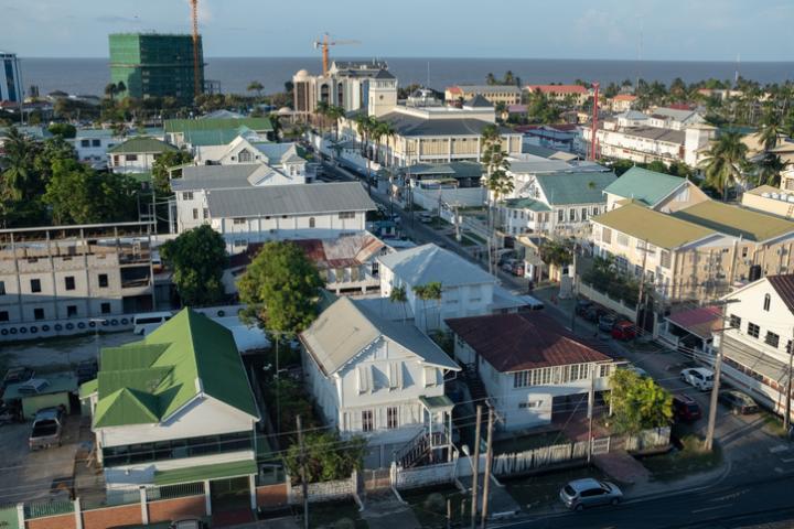 Vista aérea de Georgetown, en Guyana.