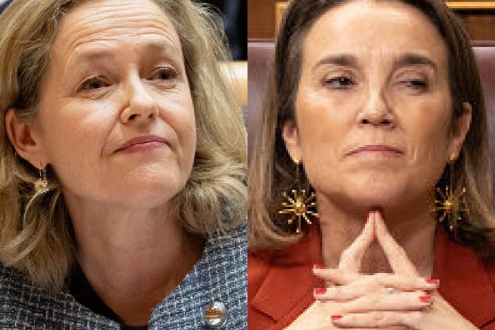 La vicepresidenta primera del Gobierno y ministra de Asuntos Económicos, Nadia Calviño, y la secretaria general del PP, Cuca Gamarra; en sendas imágenes de archivo.