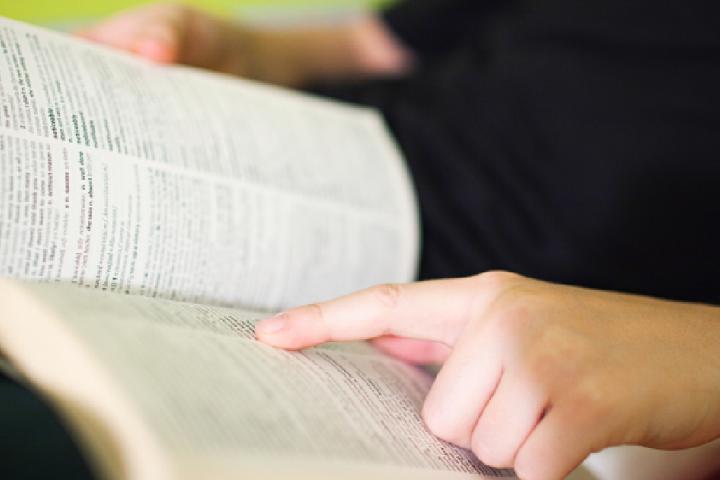 Persona consultando el diccionario