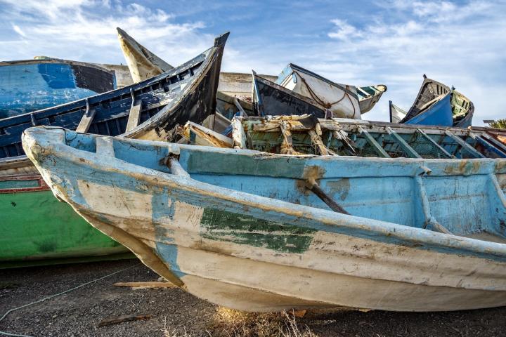 Cementerio de cayucos llegados a Canarias.