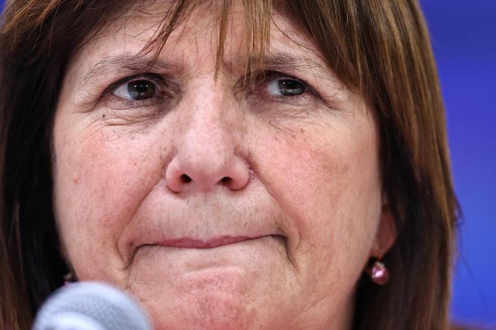 La ministra de Seguridad argentina, Patricia Bullrich, en el anuncio del nuevo protocolo de manifestaciones que se aplicará en el país.