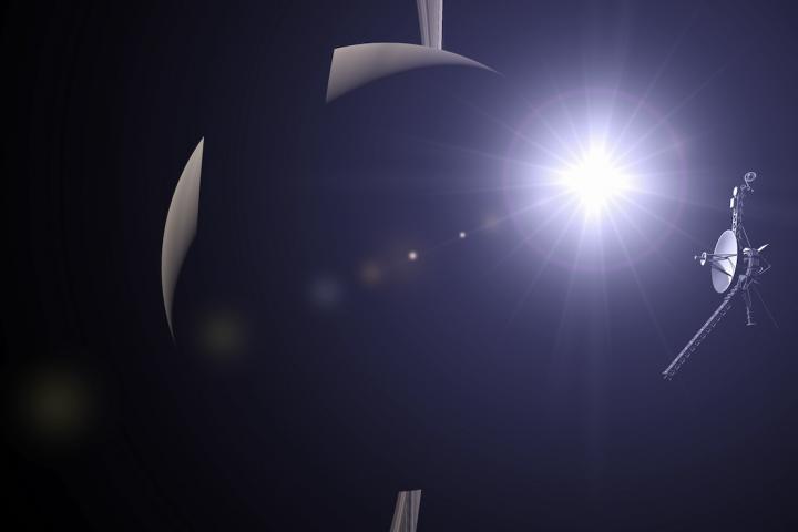 Imagen de la sonda Voyager en la órbita de Saturno.