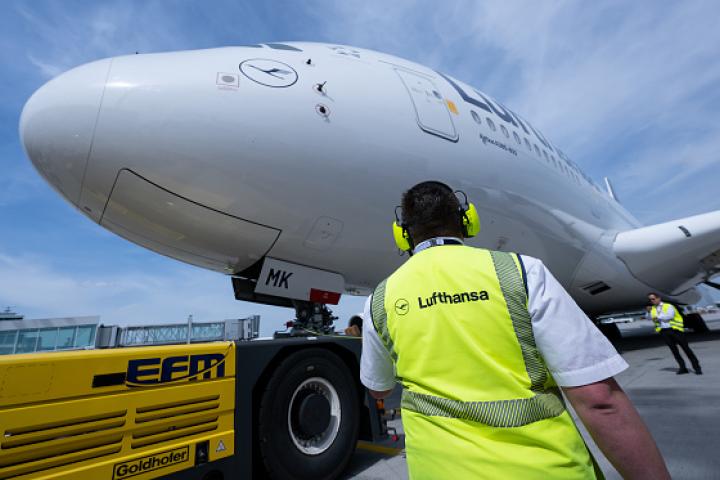 Imagen de archivo de un Lufthansa Airbus A380.