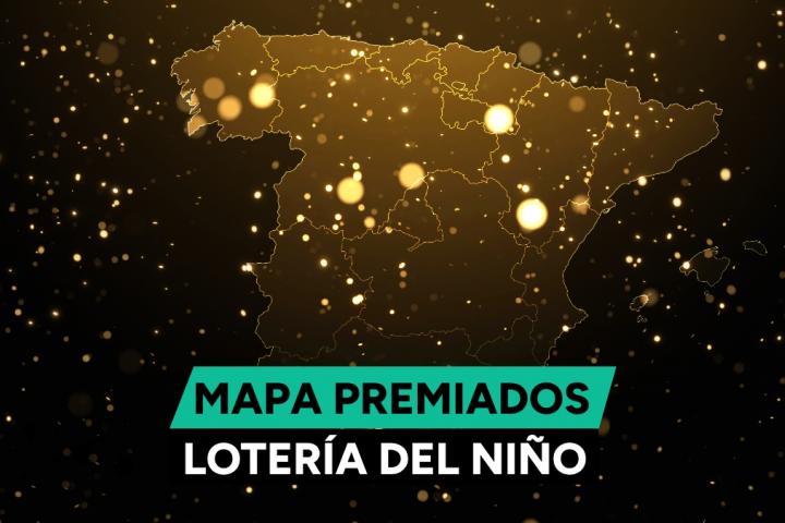 Mapa de las ciudades premiadas con la Lotería del Niño 2024