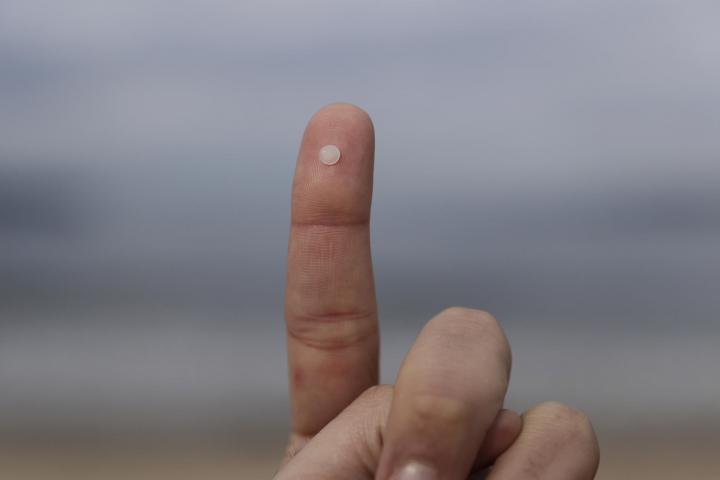 Detalle de los pellets de plástico acumulados en la playa Grande de Miño, A Coruña, después de que el buque 'Toconao', con bandera de Liberia, perdiera 26.250 kilos de estas diminutas bolitas frente a las costas portuguesas.