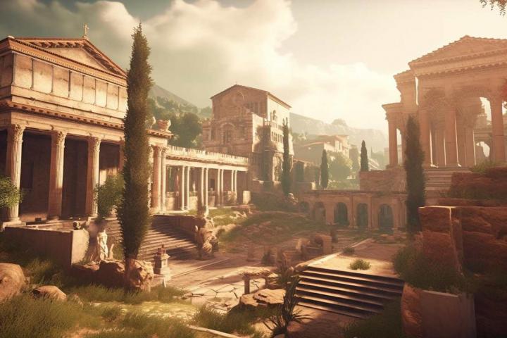 Imagen conceptual de una antigua ciudad romana