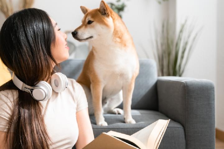 Dueña con su perro.