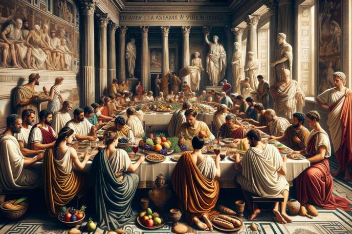 Representación libre de un banquete romano