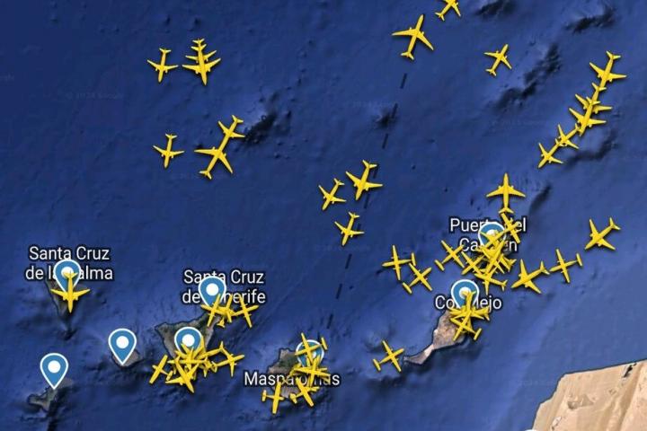 Imagen de los vuelos en Canarias durante la tarde de este jueves 18 de enero