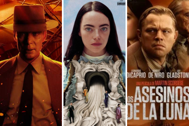 Carteles de 'Oppenheimer', 'Pobres criaturas' y 'Los asesinos de la Luna'.