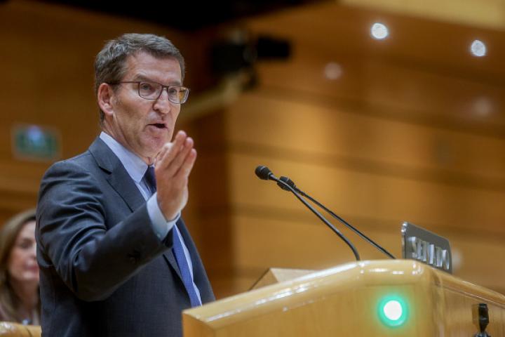 Imagen de archivo del líder del PP, Alberto Núñez Feijóo, en el Senado.