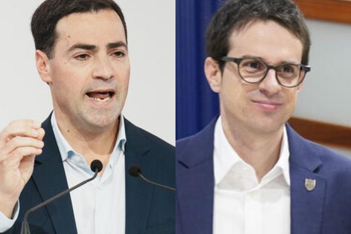Los candidatos de PNV y EH Bildu para los próximos comicios en Euskadi, Imanol Pradales y Pello Otxandiano, respectivamente; en sendas imágenes de archivo.