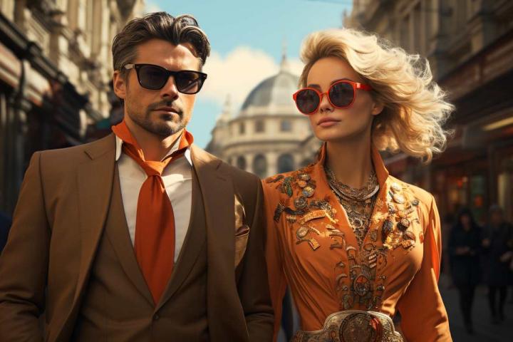 Pareja de ricos elegantes